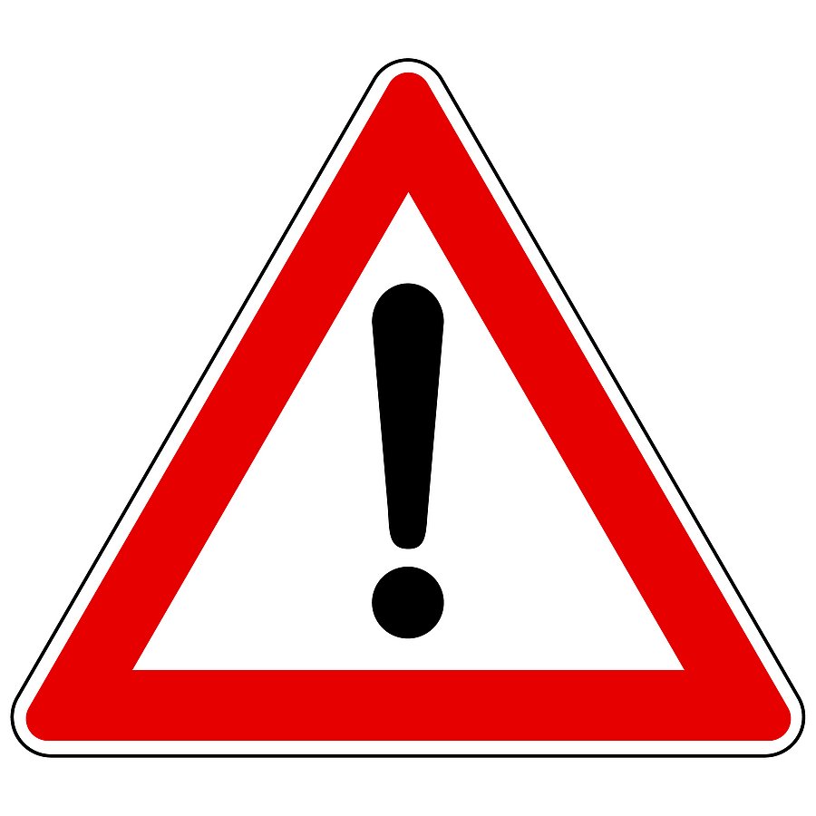 Schild mit Ausrufezeichen soll sagen: Achtung!